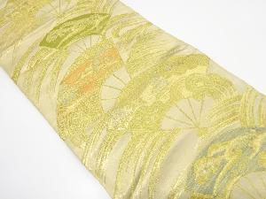 アンティーク　荒浪に扇模様織り出し袋帯（材料）